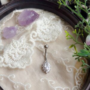 piercings para ombligo de piedra oval